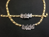 Personalized 14k Gold Plate Double plated Any Name 3D Necklace & matching Bracelet + X&Heart chain/1