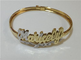 Baby Personalized 14K Gold Plate Any 3D Double Name Bracelet Bangle/Gold Overlay