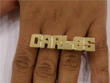 Personalized 14k Gold Plate Any Block Letter Name 2 Fingers Any Single plate Name Ring/1