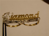 Personalized Any Name 14k Gold Plated 2 Fingers Any Single plate Name Ring/2