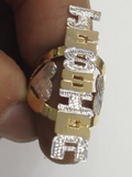 Personalized 14k Gold Plate Flat VERTICAL One Finger Any Name Ring