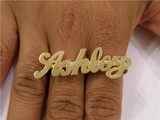Personalized Any Name 14k Gold Plated 2 Fingers Any Single plate Name Ring/3