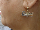 Personalized 14k Gold Overly Any Double Plate Name Dangle Earrings /Gold Plated/a1