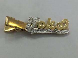 14k Gold Plate Personalized Any Name Single Plate Nameplate Hair Clip/Accessories (CLIP IS SILVER)