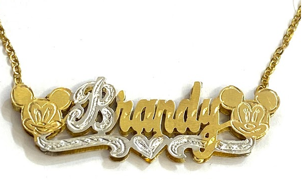 14k Gold Plate Personalized Any Name Double Plate Nameplate Necklace with chain