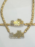 Personalized 14k 3D Gold Plate Double plated Any Name or Character X&heart Necklace & Bracelet