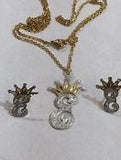 Personalized Baby 14k Gold Plate Single plated Any Initial Set Necklace & Earrings