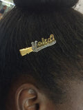 Personalized 14k Gold Plate Any Name Single Plate Hair Clip /Hair accessory  (CLIP IS SILVER)