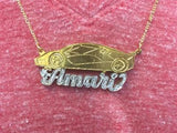Personalized 14k Gold Plate Any Name 3D Necklace "Car" or Any picture