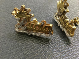 Personalized 14k Gold Plate Any Name Double Plated STUD Earrings with Crown/a
