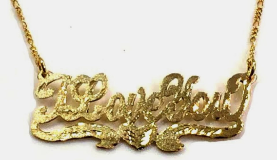 14k Gold Plate Personalized "ILoveYou" Single Plate Nameplate Necklace (comes with the Chain )1
