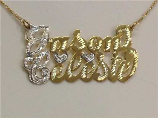 Personalized 14k Gold Plate Any 2 Names Single Plate Nameplate Necklace (comes with the Chain )