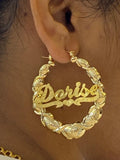 Personalized Hoop xoxo Name Earrings 1"-1 1/2"-2"- 2 1/2"-3" inches