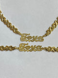 Personalized xoxo heart Name Necklace and bracelet set