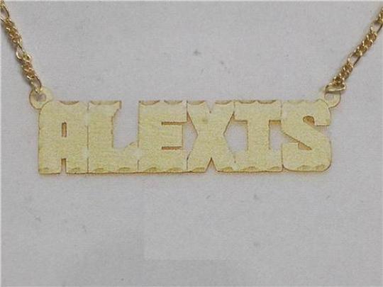 14k Gold Plate Personalized Any Block Letter Name Single Plate Nameplate Necklace (comes with the Chain )