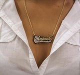 Personalized 14k Gold Plate Any Name Any Color Onyx Nameplate Necklace (comes with the Chain )2