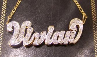 Personalized Gold Overlay Double 3d  Any Name Plate Necklace Free Chain /a4