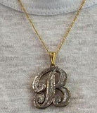 Personalized 14k Gold Overlay Double Plate 3d Any Initial Name Plate Necklace /Free Chain/1