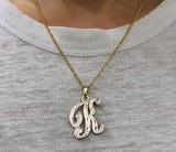 Personalized 14k Gold Overlay Double Plate 3d Any Initial Name Plate Necklace /Free Chain